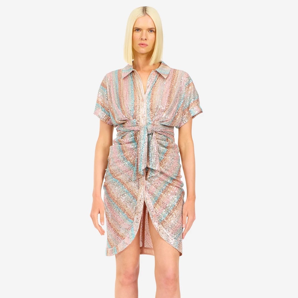 LE SUPERBE MINI MIKO DRESS AQUA RAINBOW size 4 NWT $495🌈 - Picture 2 of 14